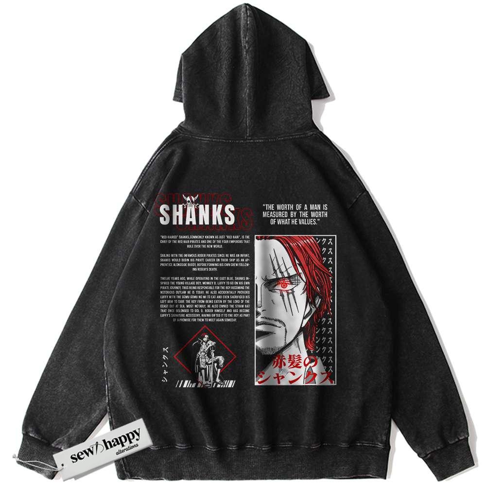 Wash Hoodie Shanks Hoodie, One Piece Hoodie, Anime Hoodie, Vintage Hoodie