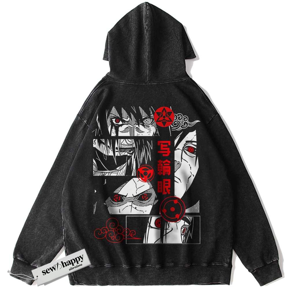 Wash Hoodie Sharingan Hoodie, Naruto Hoodie, Anime Hoodie, Vintage Hoodie