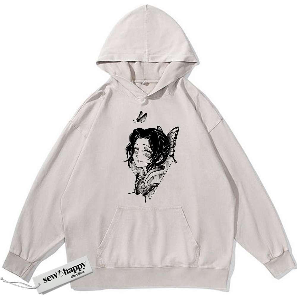 Wash Hoodie Shinobu Kocho Hoodie, Demon Slayer Hoodie, Anime Hoodie, Vintage Hoodie