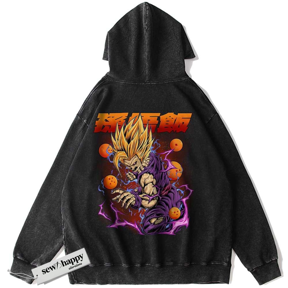 Wash Hoodie Son Gohan Hoodie, Dragon Ball Z Hoodie, DBZ Hoodie, Anime Hoodie, Vintage Hoodie