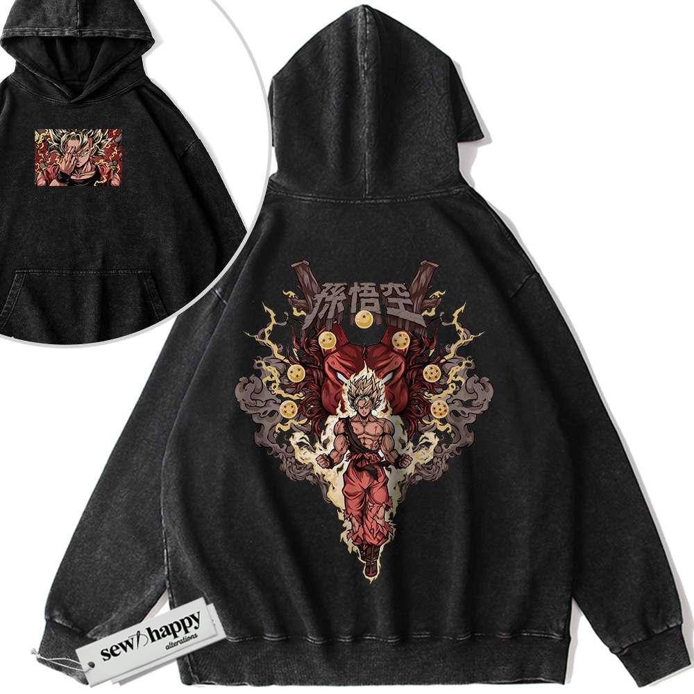 Wash Hoodie Son Goku Hoodie, Dragon Ball Z Hoodie, DBZ Hoodie, Anime Hoodie, Vintage Hoodie 2-Sided