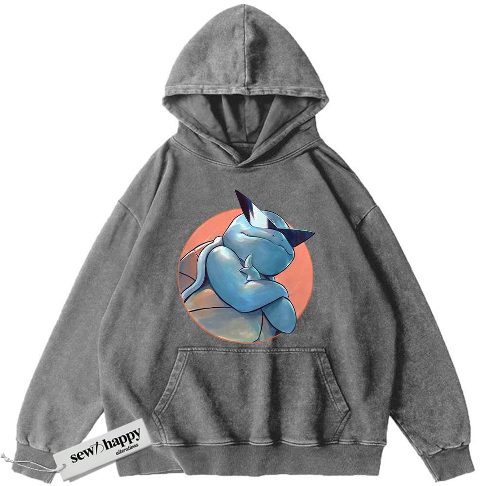 Wash Hoodie Squirtle Hoodie, Pokemon Hoodie, Anime Hoodie, Vintage Hoodie