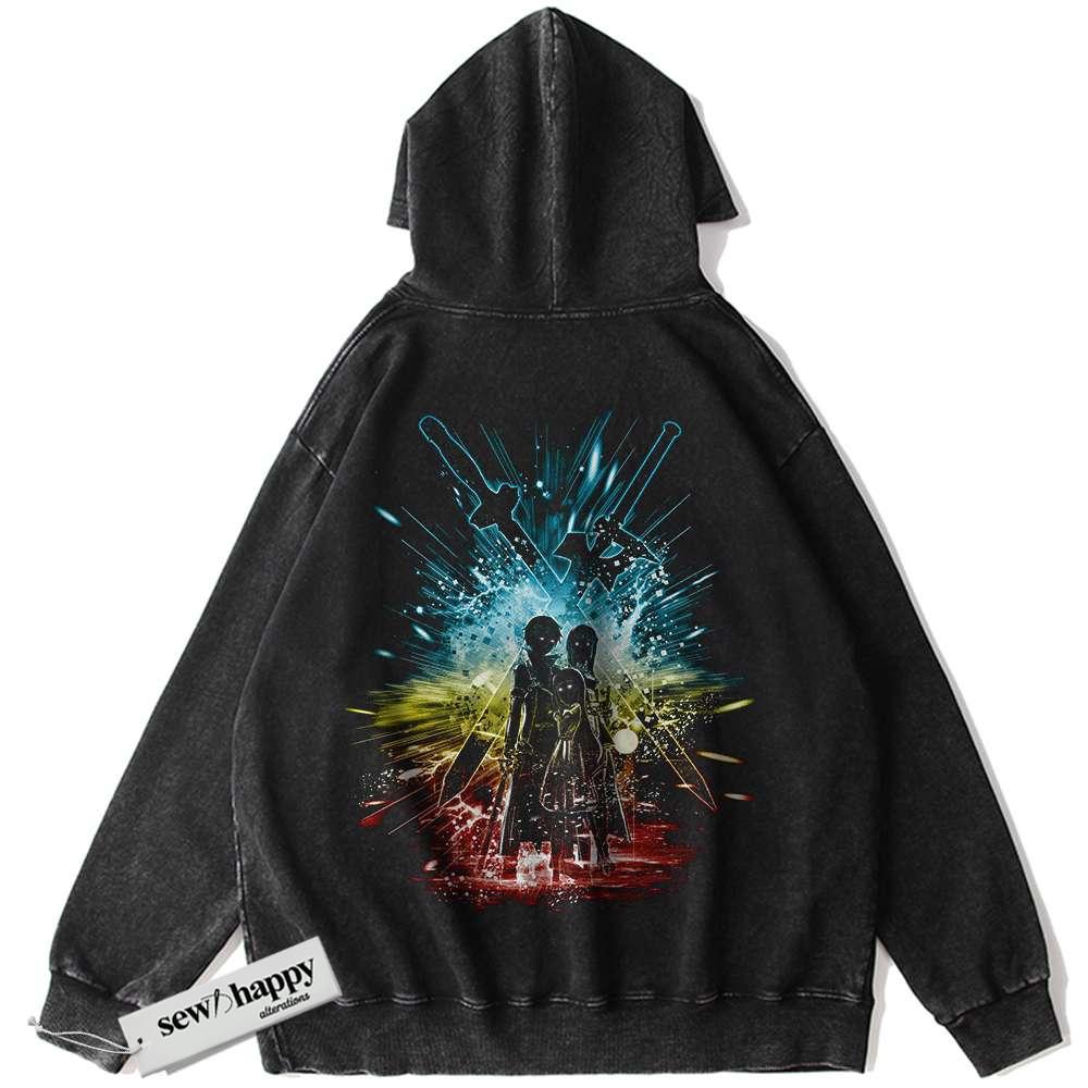 Wash Hoodie Sword Art Online Hoodie, SAO Hoodie, Anime Hoodie, Vintage Hoodie