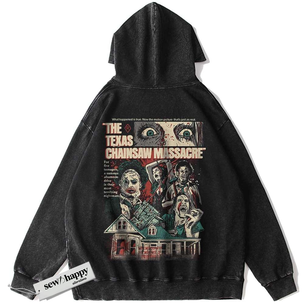 Wash Hoodie The Texas Chain Saw Massacre Hoodie, Halloween Hoodie, Horror Movie Hoodie, Vintage Hoodie
