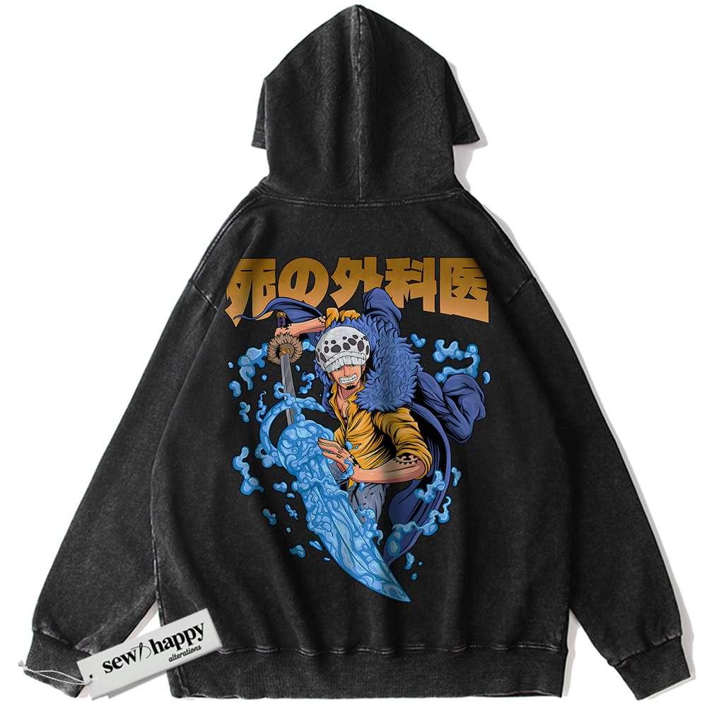 Wash Hoodie Trafalgar D Water Law Hoodie, One Piece Hoodie, Anime Hoodie, Vintage Hoodie