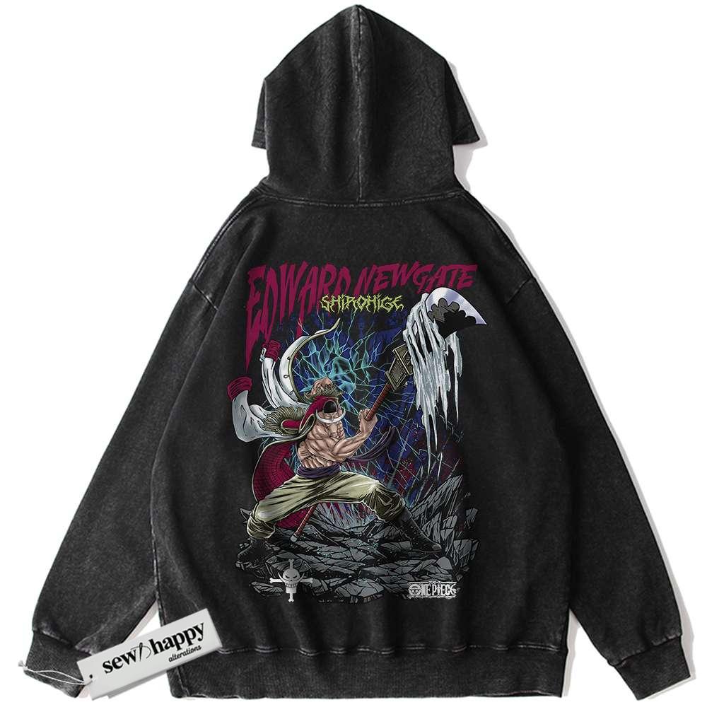 Wash Hoodie Whitebeard Hoodie, One Piece Hoodie, Anime Hoodie, Vintage Hoodie