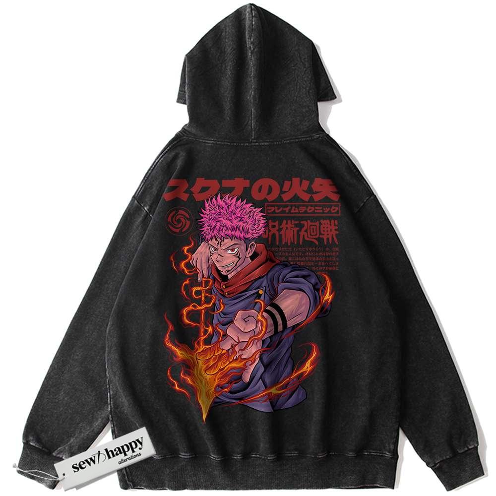 Wash Hoodie Yuji Itadori Hoodie, Jujutsu Kaisen Hoodie, Anime Hoodie, Vintage Hoodie